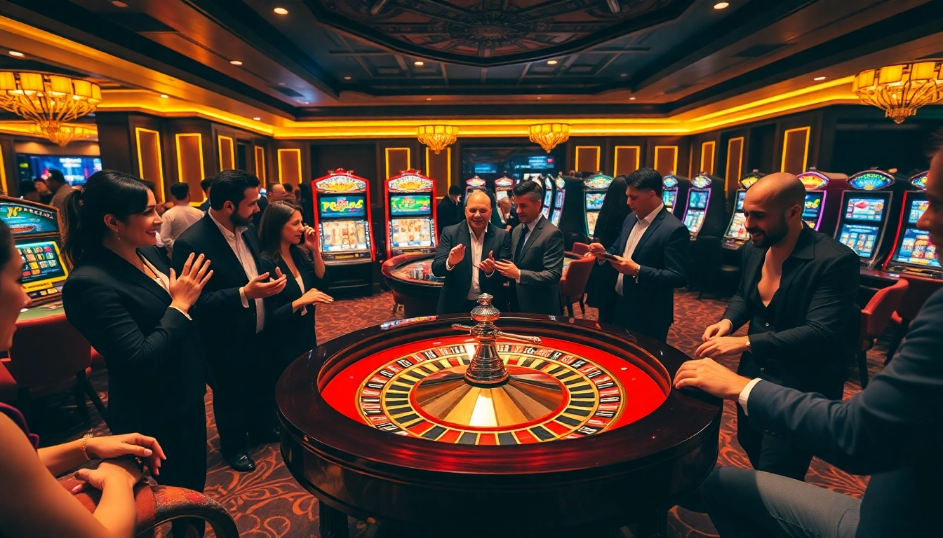 Experience thrilling gameplay at PG66 with an elegant roulette table and excited players.