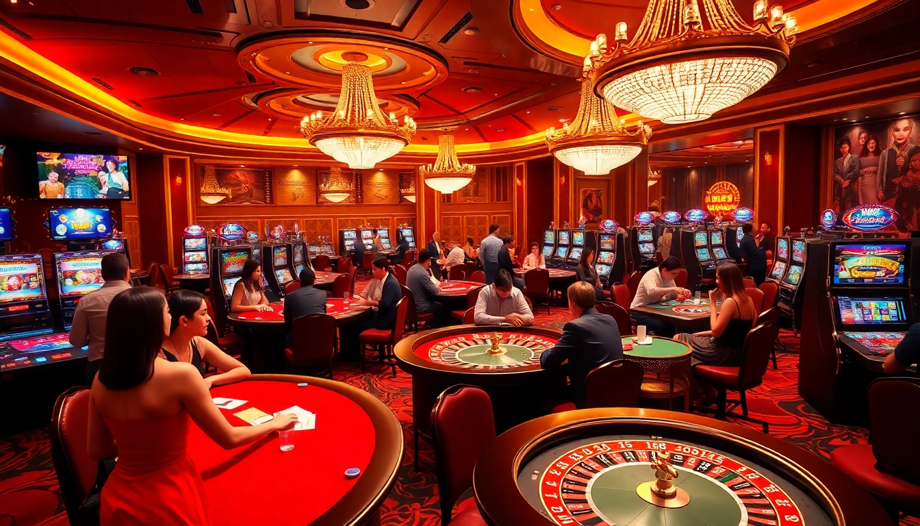 Experience the excitement at U888 casino with players enjoying high-stakes poker and slot machines.