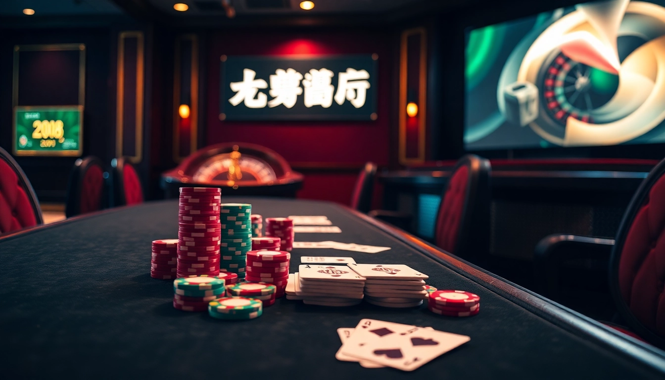 Experience the excitement of 상품권소액결제 at a luxurious poker table with vibrant chips and cards.
