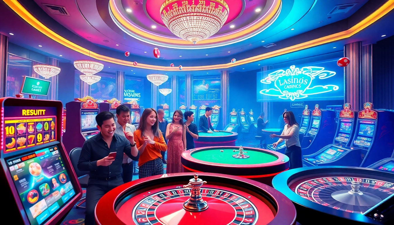 Online players enjoying thrilling games at https://xx88.today/ casino, with vibrant tables and machines.