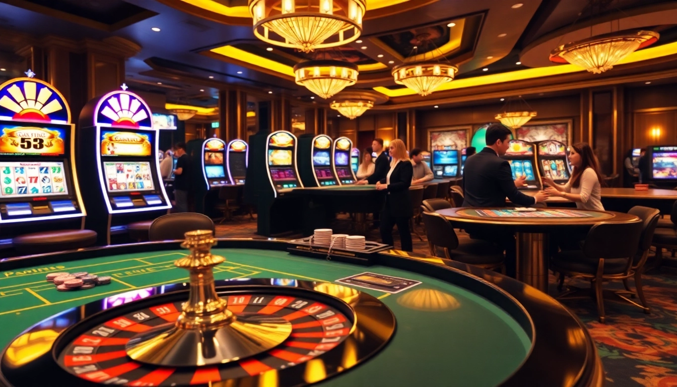 Engage in thrilling games at https://xx88.pizza/ featuring stacks of poker chips and vibrant slot machines.