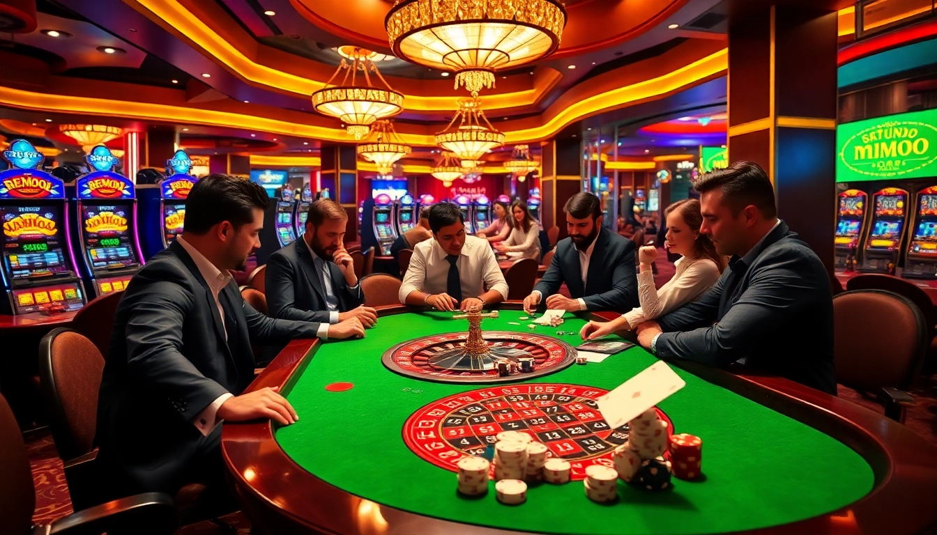 Gambling excitement at a casino table with 'mmoo' integrated in the vibrant atmosphere.