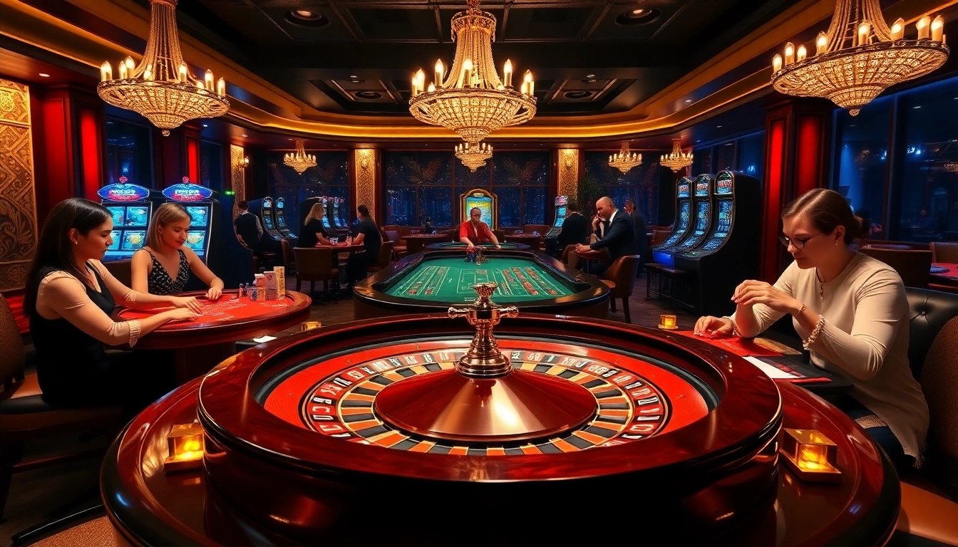 Spin to win at https://king88b.us.com/ with a luxurious roulette table and excited players.