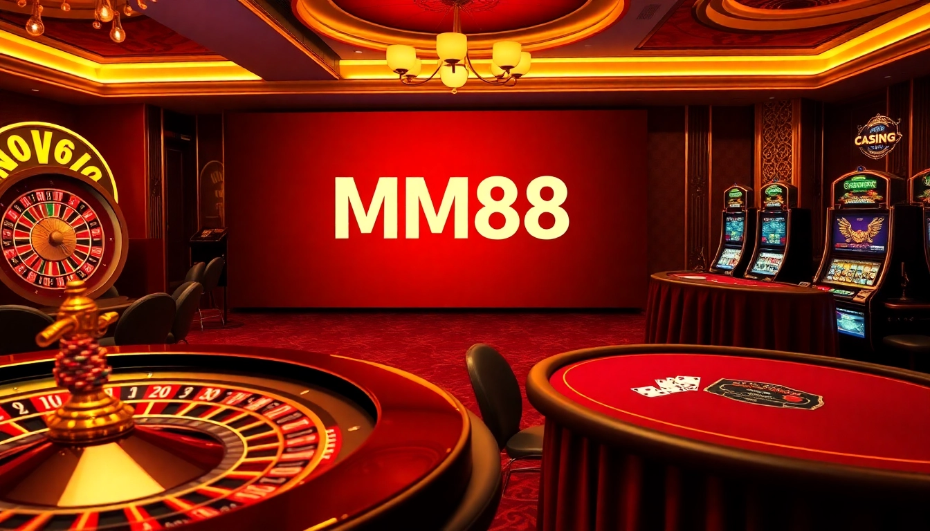 Playing exciting casino games at MM88 online, featuring roulette and poker tables.