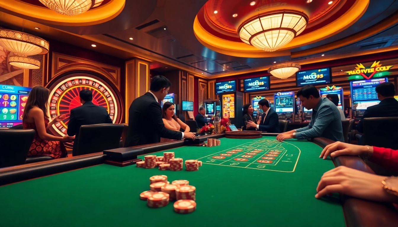 Experience the thrill of winning at https://mg188s.com/ with an exciting casino scene of players engaged at a gaming table.