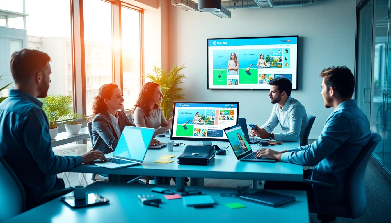 dich vu thiet ke website professionals collaborating in a modern office