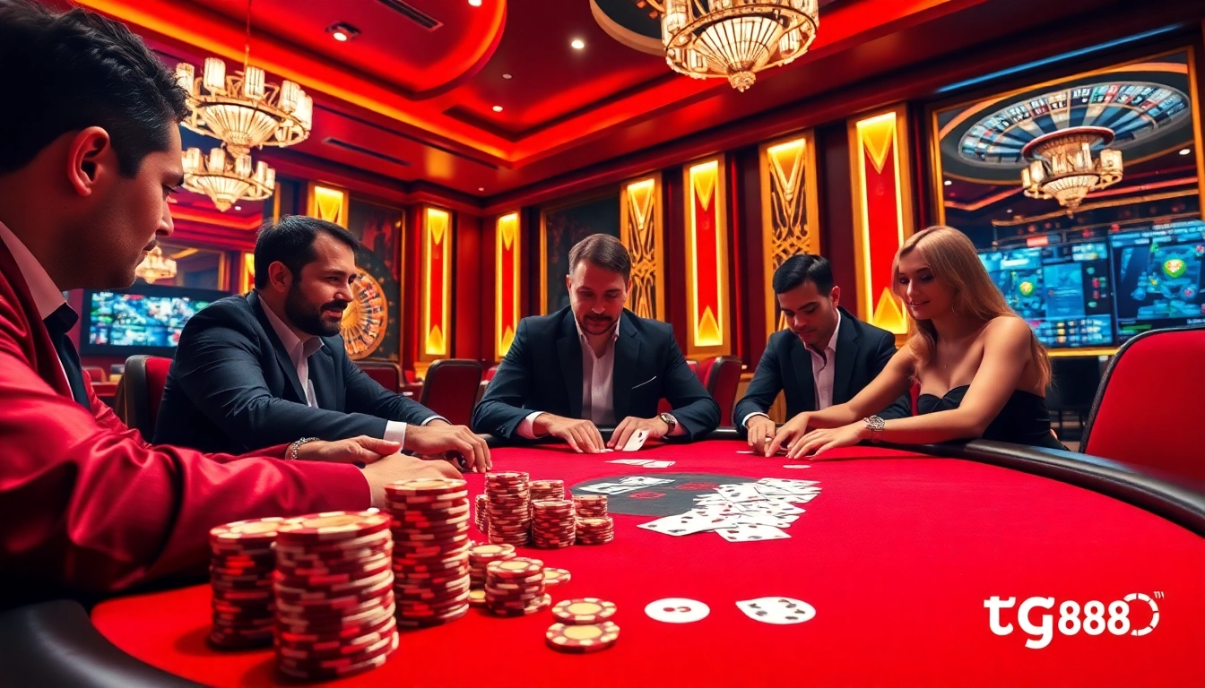Experience thrilling poker games at tg88 casino with players strategizing their moves.