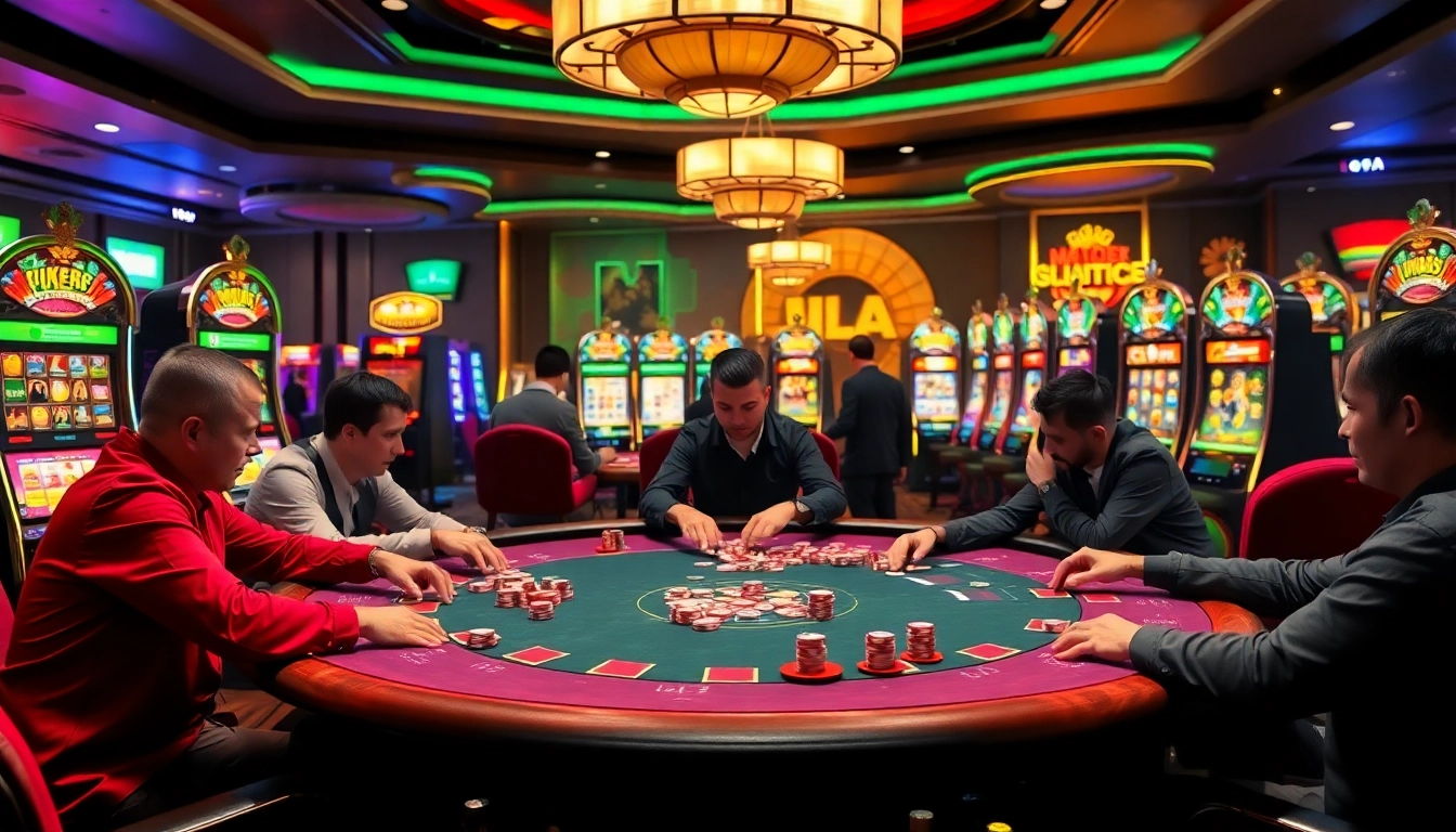 Engage in thrilling poker at https://uu882025.online/, surrounded by vibrant casino visuals.