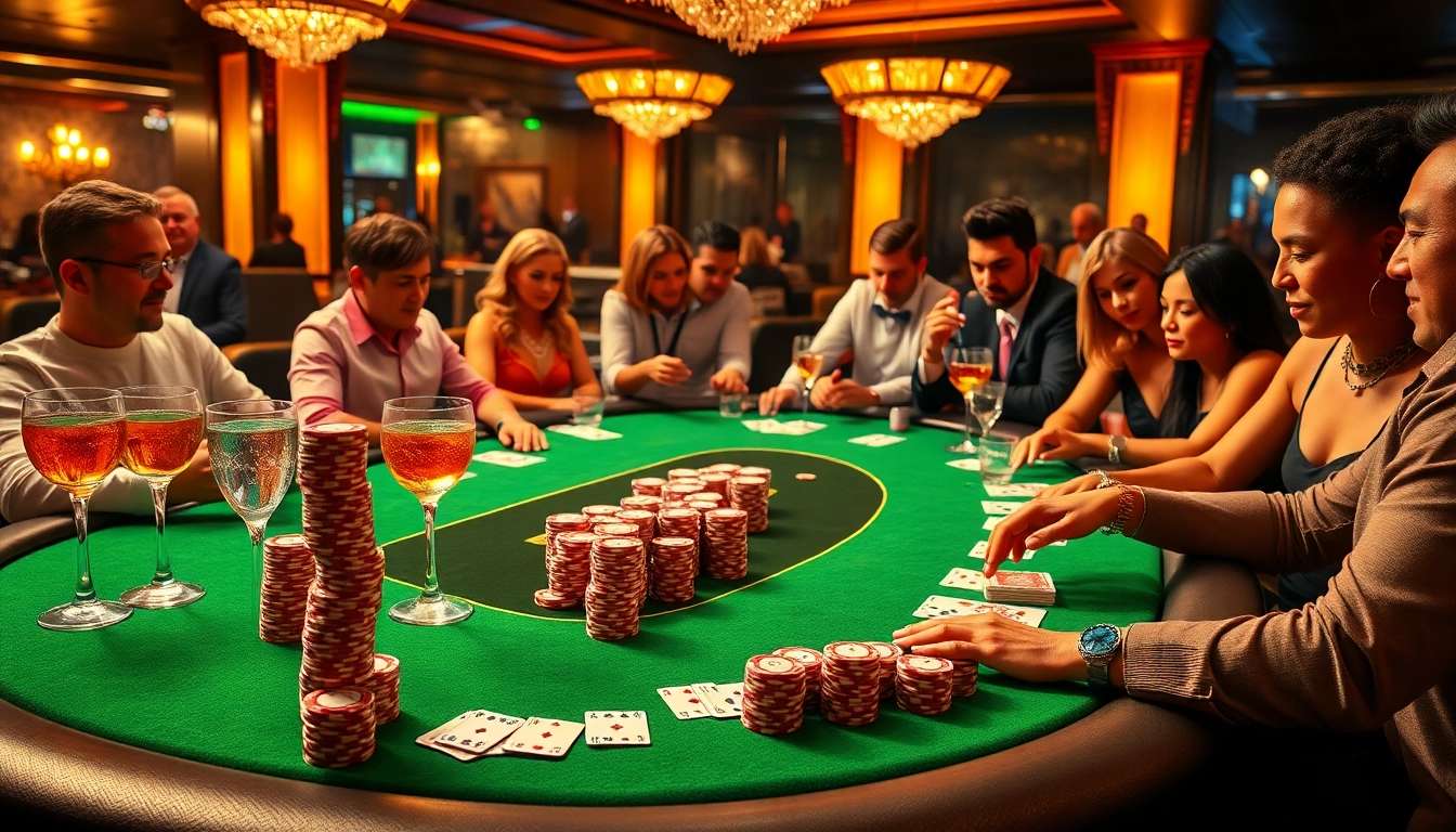 Experience the thrill of Lc 88 as players enjoy strategic poker at a luxury casino table.