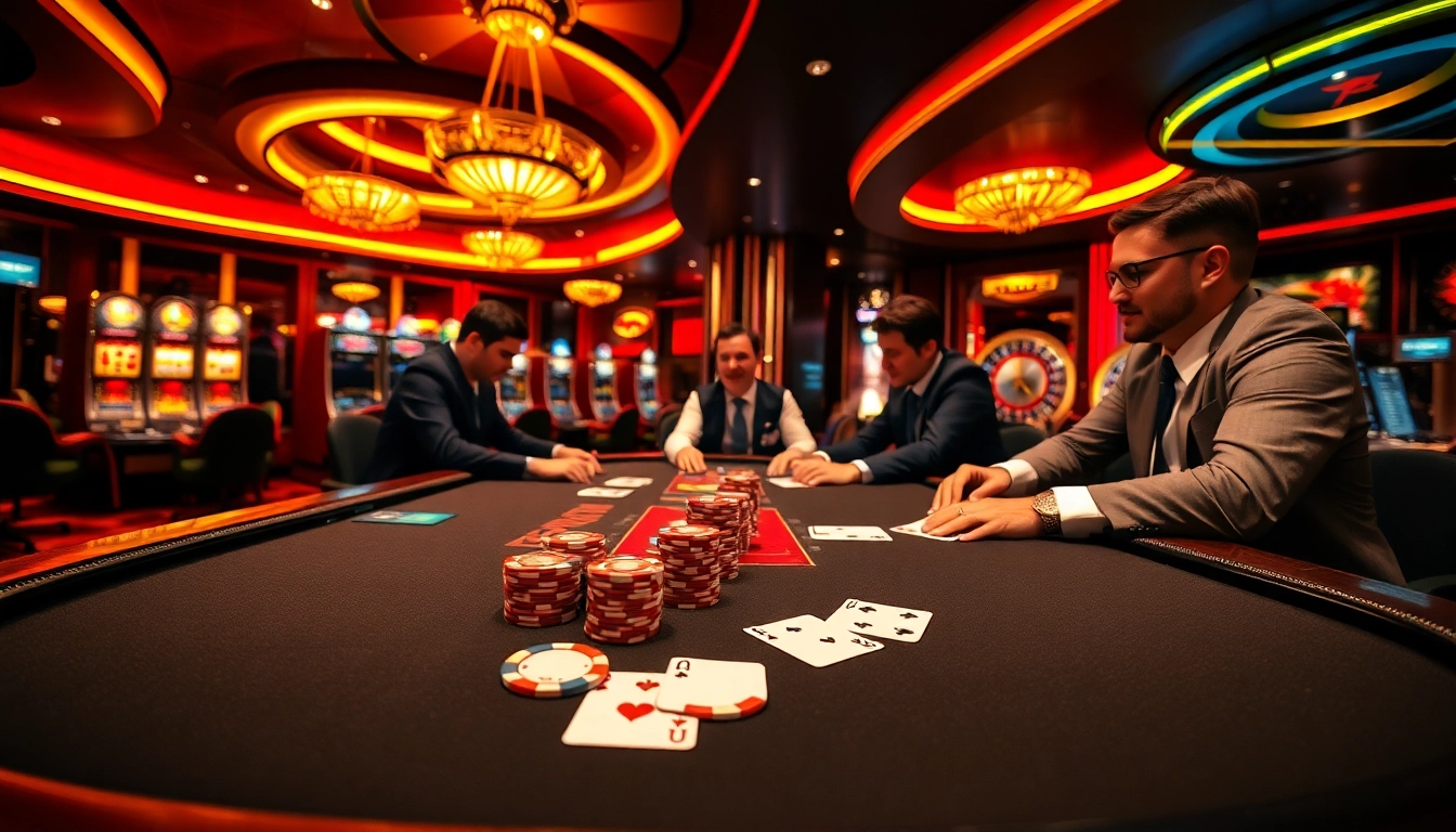 Experience the excitement of SAO BET with professional gamblers at a luxurious casino table.