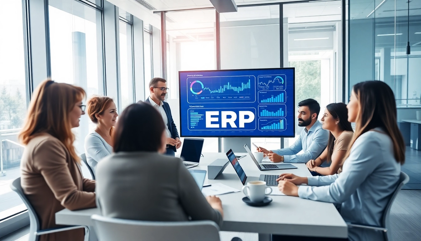 Logo ERP danışmanlığı professionals collaborating in a modern office setting.