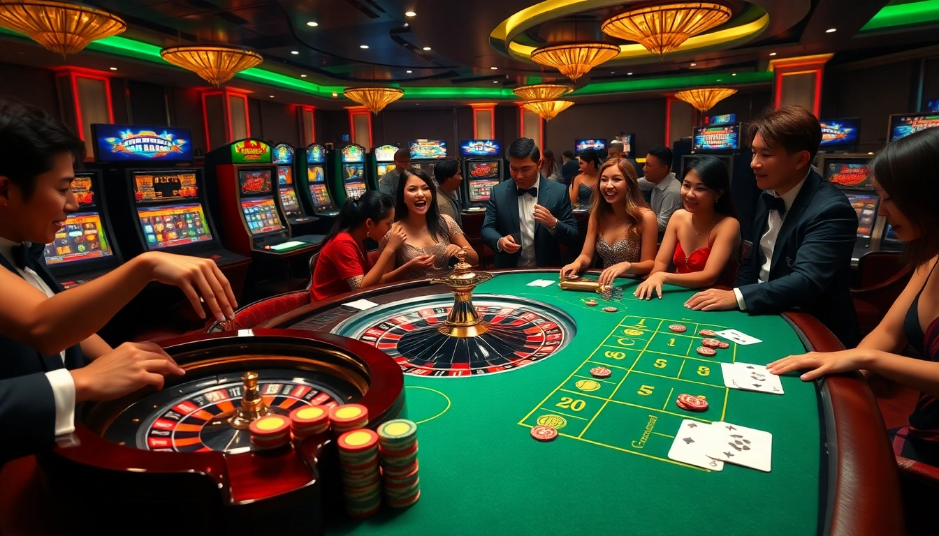 Experience the thrilling action of RR88 with vibrant casino visuals featuring chips, cards, and excited players.