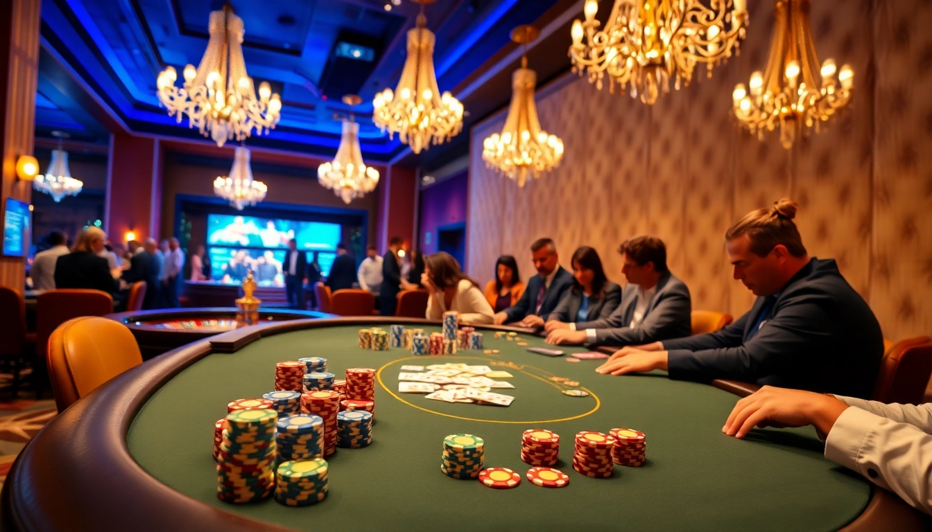 F168 casino players intensely strategizing at a high-stakes poker table.