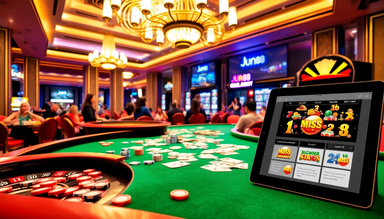 Experience high-stakes action at Jun 88 with vibrant casino tables and dynamic gambling gameplay.