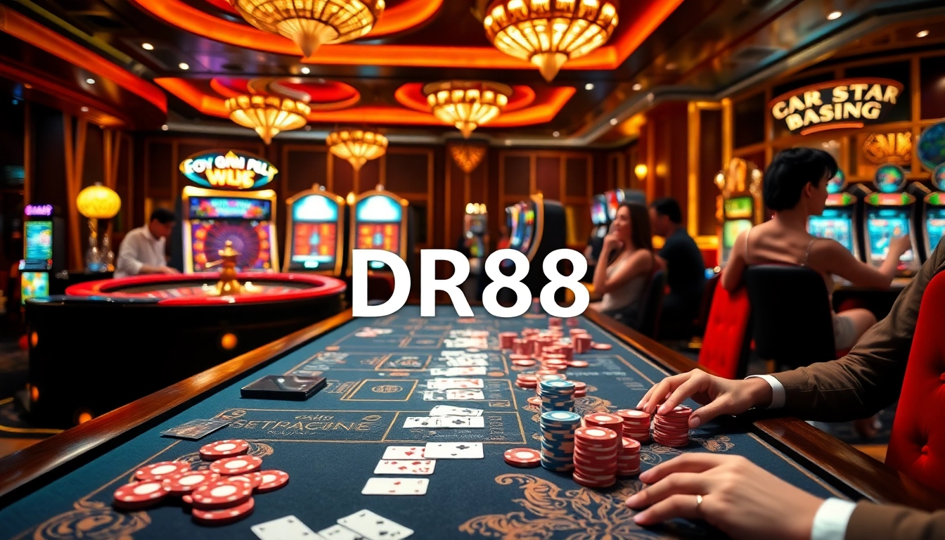 Experience the thrill at DR88 with vibrant casino tables and enthusiastic players.