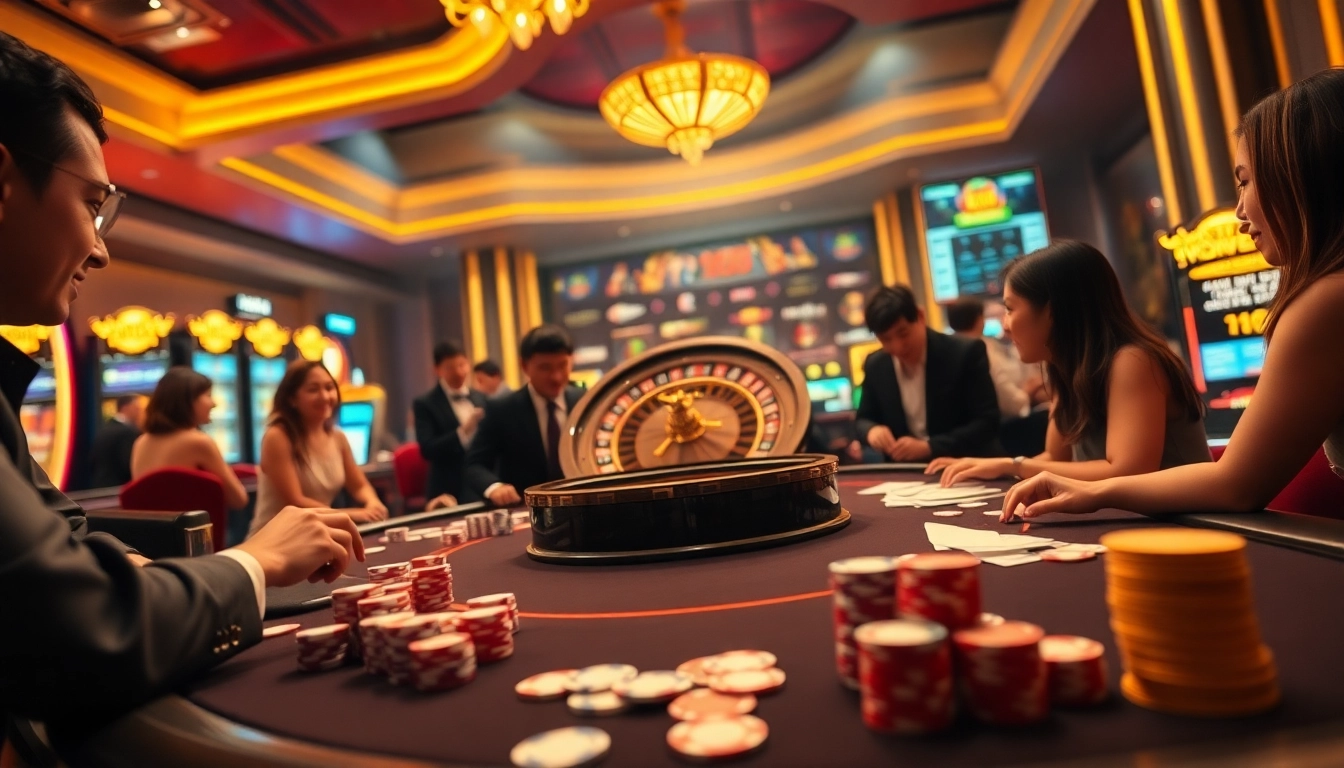 Players enjoying classic games featuring S666 nhà cái at a luxurious casino table.