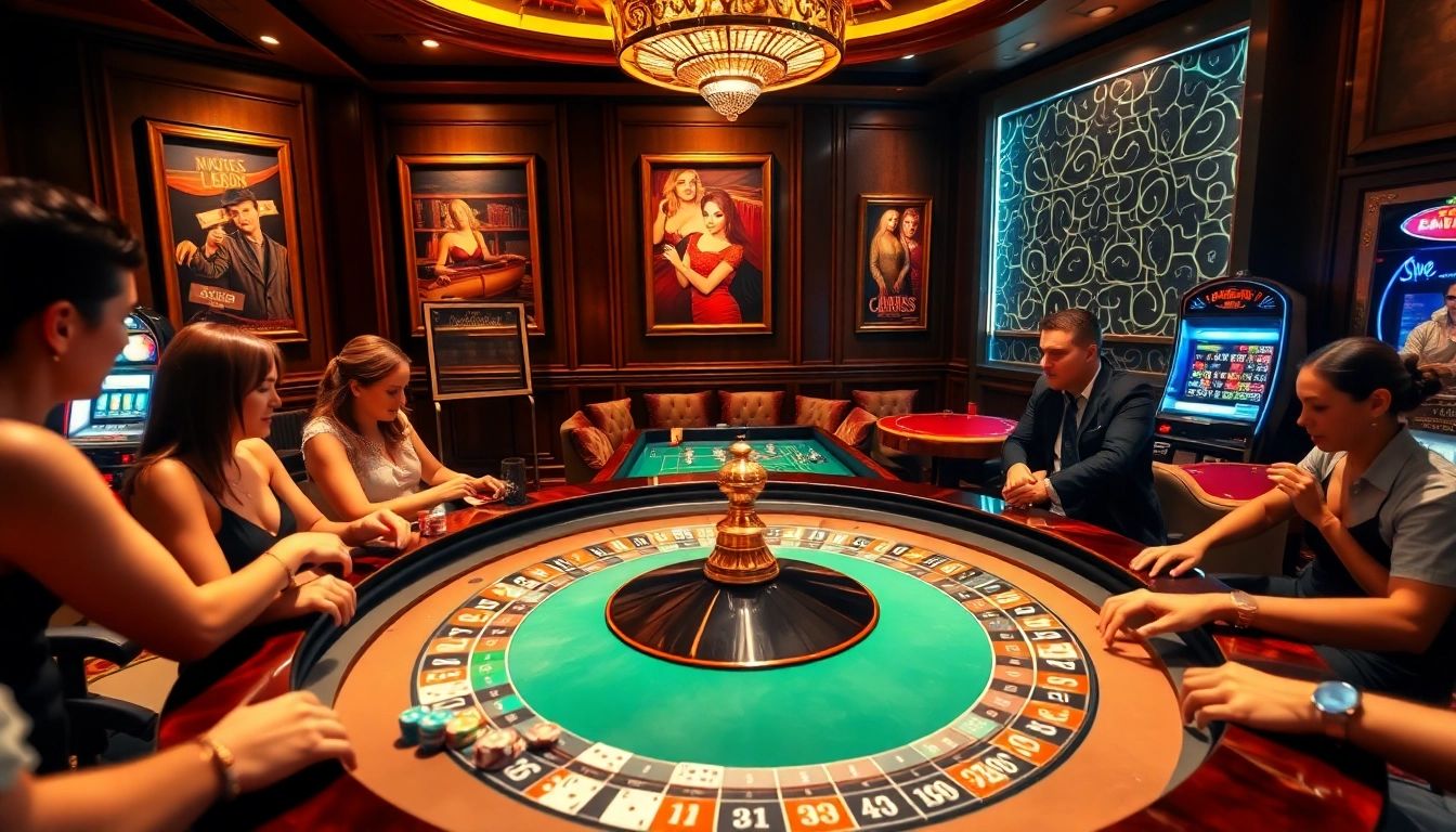 Excited players experience the thrill of win55 at an elegant casino table.