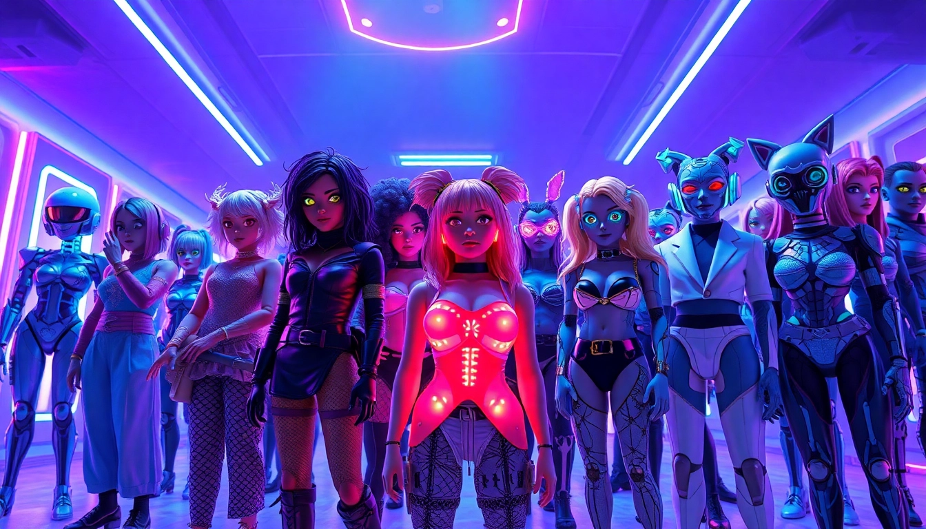 Explore diverse NSFW character AI in a vibrant digital world with photorealistic characters.