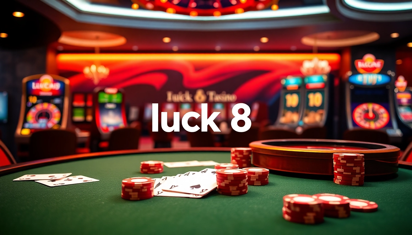 Engaging players at Luck8 casino with vibrant poker chips and dynamic gaming atmosphere.