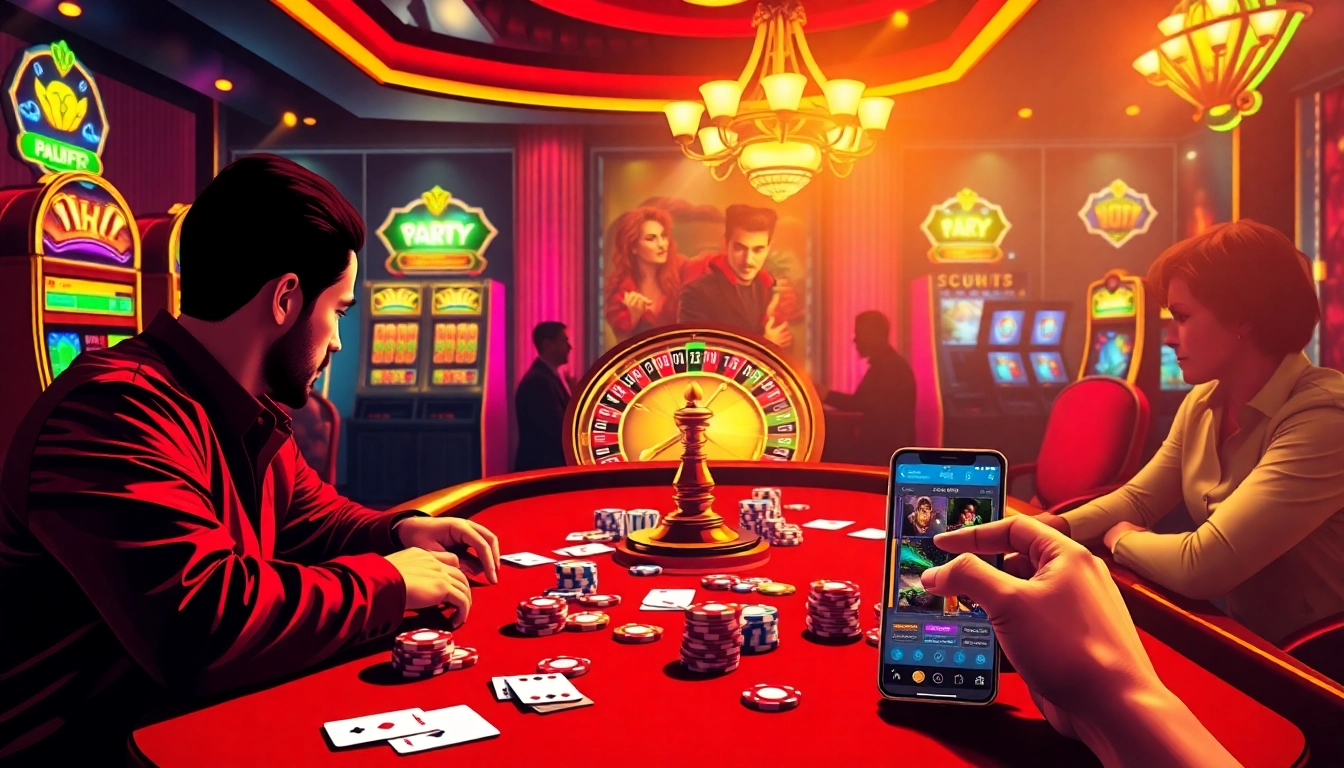 Experience the thrill of luckywin88 with vibrant casino action at a poker table filled with chips.