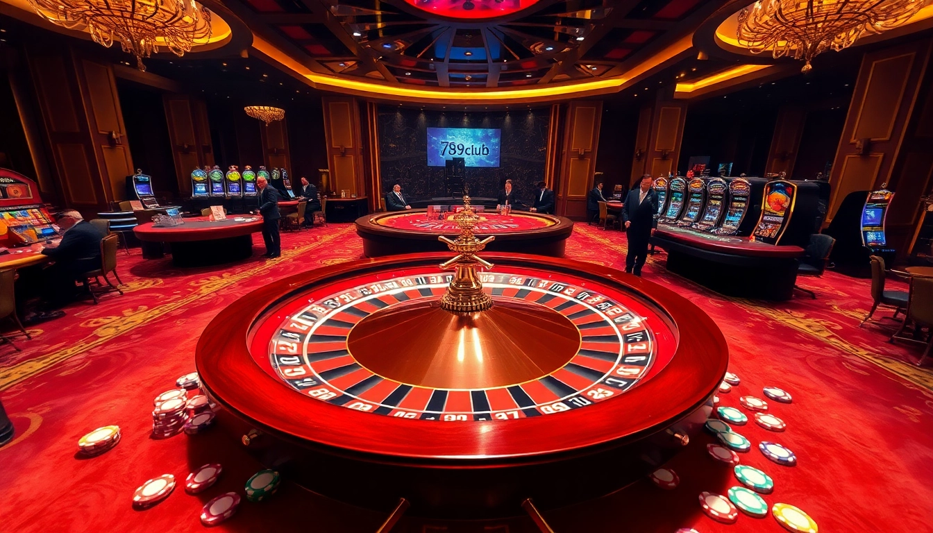 Players engaging in exciting games at 789club, surrounded by vibrant casino elements.
