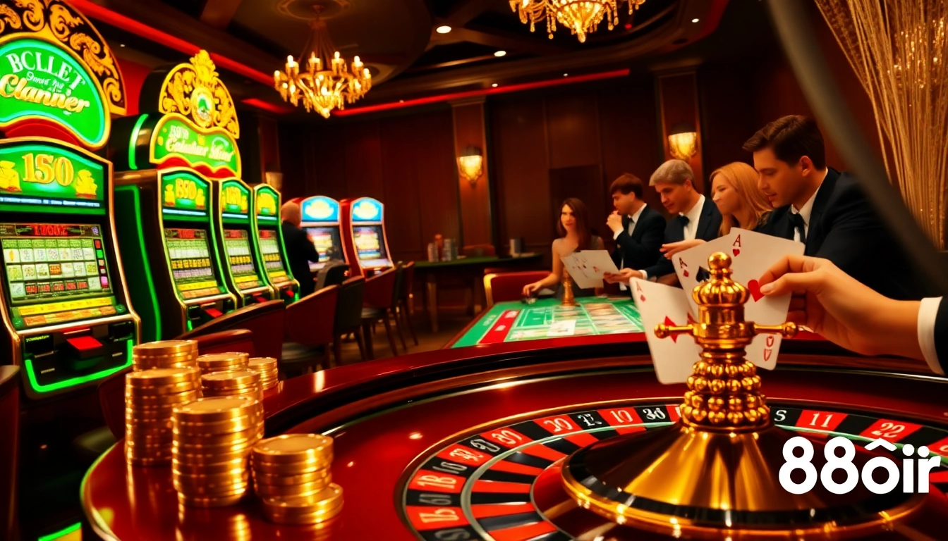Exciting casino scene with '88i' branding showcasing immersive gambling elements, including roulette and poker.