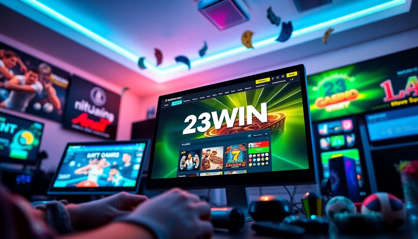 Experience high-energy online gaming with the 23WIN digital platform showcasing various games.