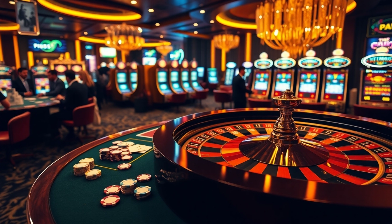 Exciting gameplay at 789f casino featuring roulette and poker chips amidst vibrant lighting.