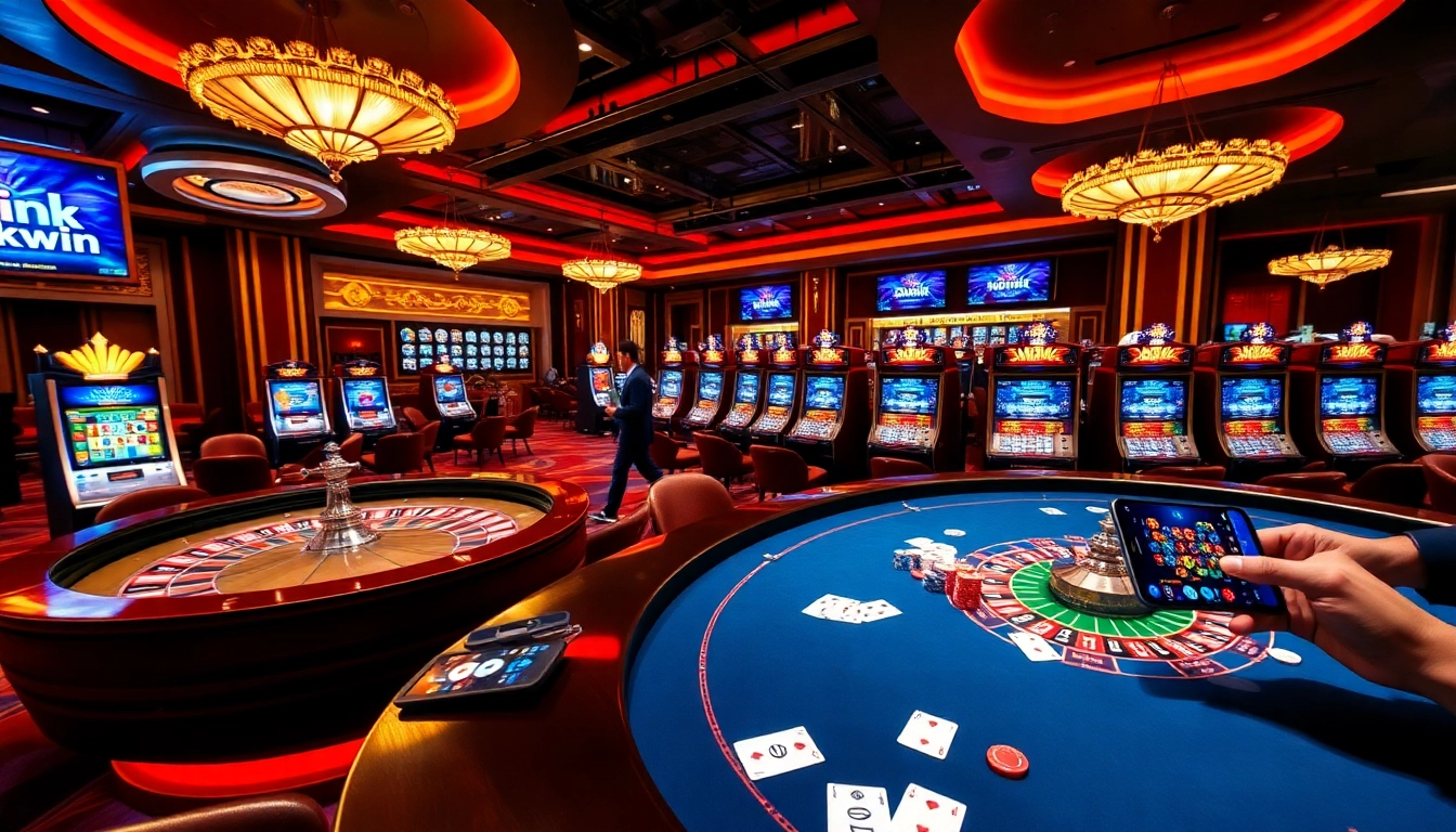Experience the thrill of gambling at Kwin's dazzling casino, featuring vibrant games like poker and roulette.
