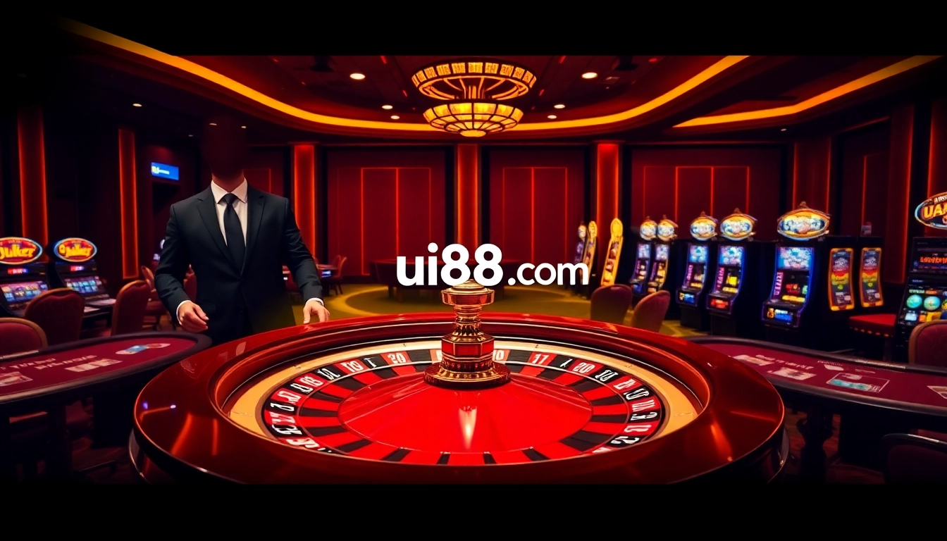 Experience the thrill of gambling at uu88.com with professional dealers and vibrant casino tables.