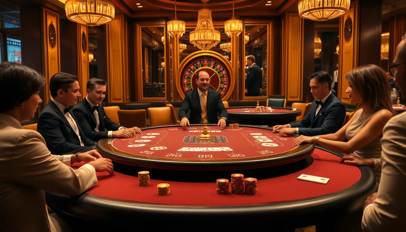 Experience the thrill of betting with uu88 in a luxurious casino setting filled with poker tables.