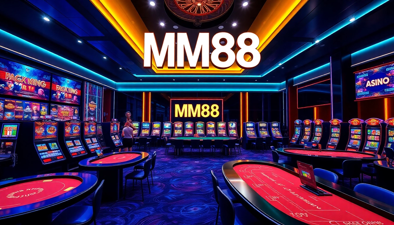 Experience the excitement of MM88's online casino with vibrant games and luxurious design.
