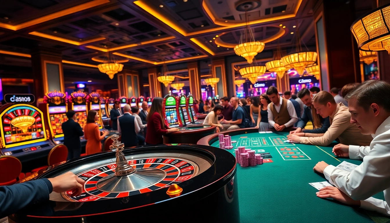 Players enjoying a high-energy GO8 gambling experience at a luxurious casino table.