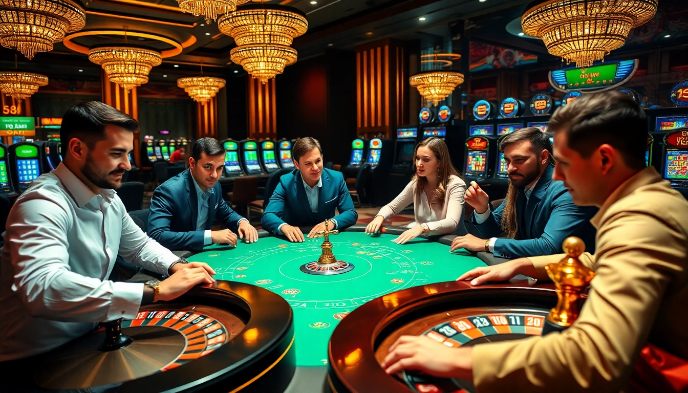 Experience the thrill of 58win bet with professional gamblers at a vibrant casino table.
