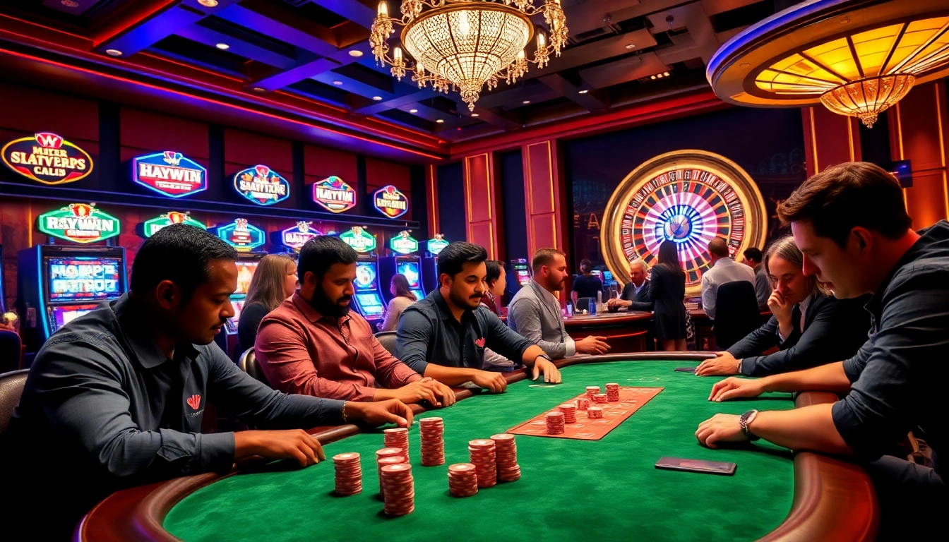 Engaged players experience high-stakes excitement at a Haywin casino table.