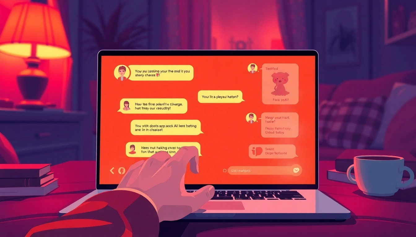 Engaging with spicy AI chat on a sleek laptop in a cozy room.