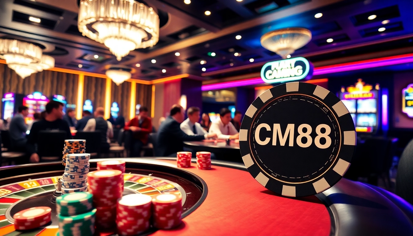 Gamblers at a casino table, engaging in thrilling gameplay with CM88 poker chips.