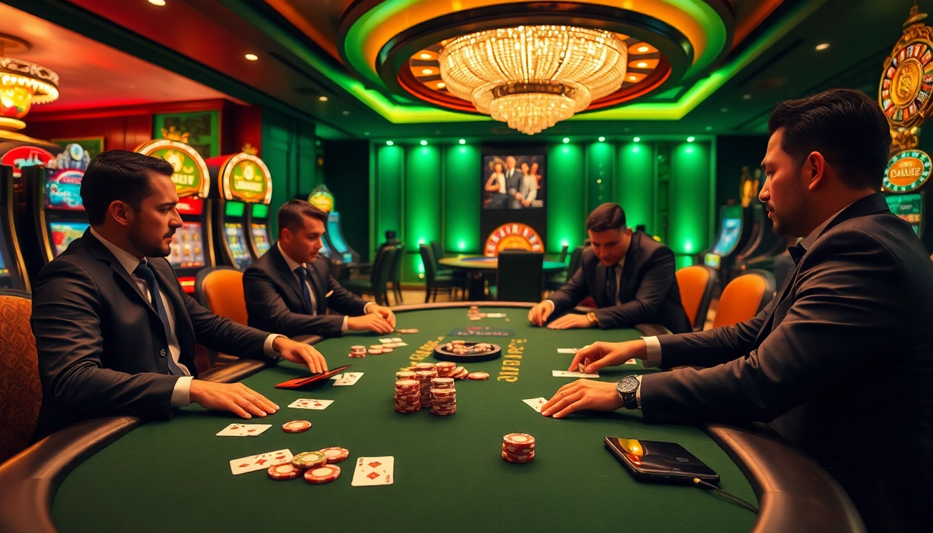 A thrilling poker game at a luxurious casino highlighting skills and strategies at https://bl555.design/
