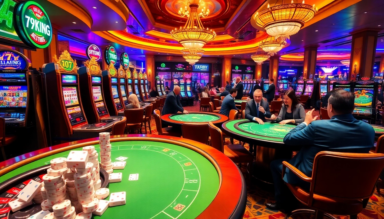Experience excitement and luxury at 79KING's vibrant casino scene with lively slot machines and poker action.