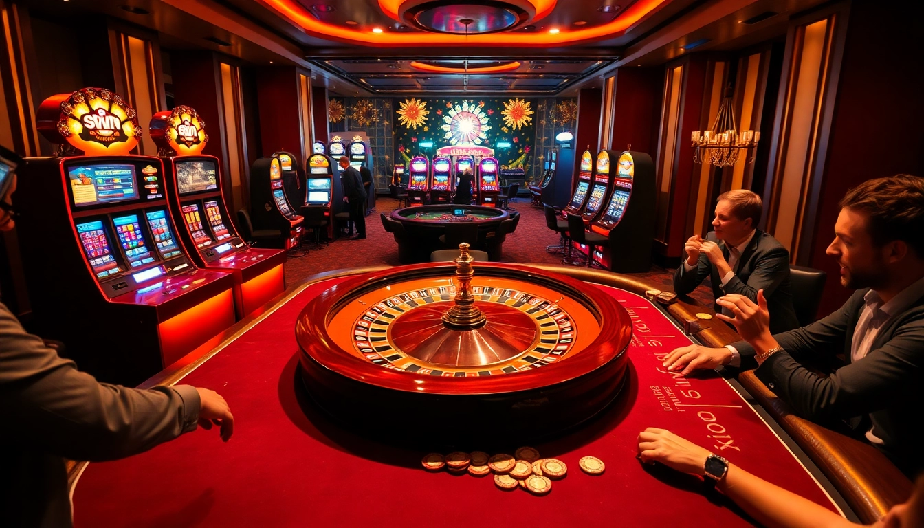 Experience winning thrills at sunwin's luxurious casino gaming room.