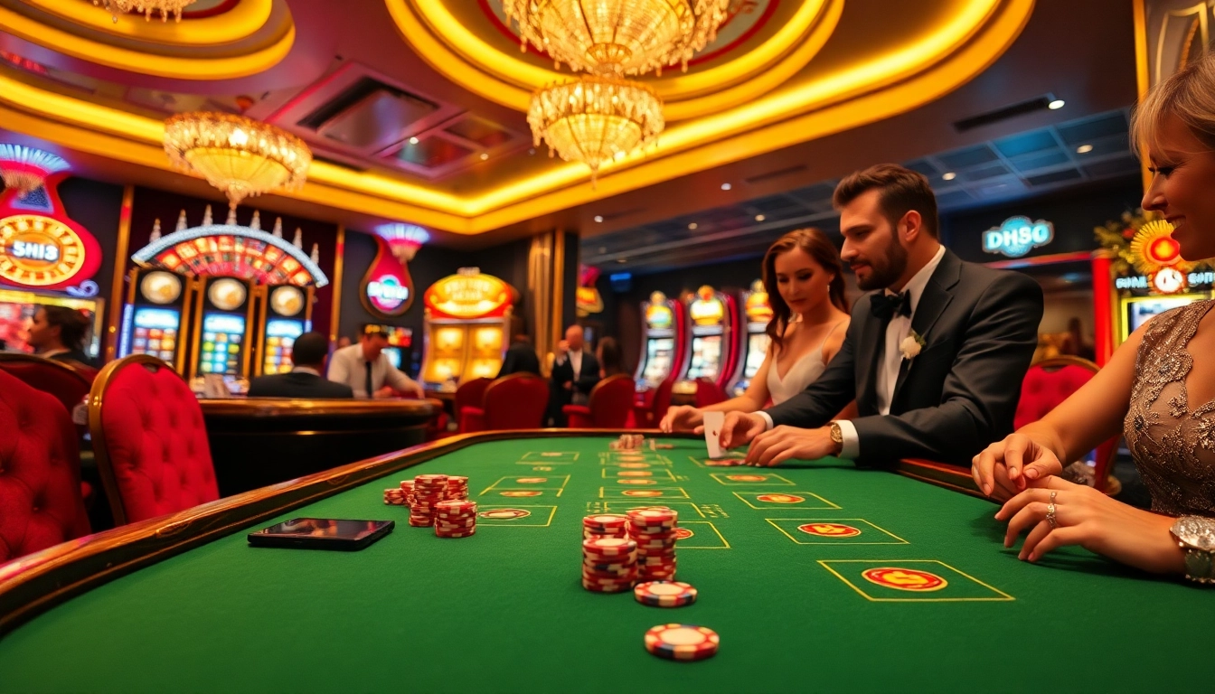 DH88 players enjoying an exciting poker game at a luxurious casino.