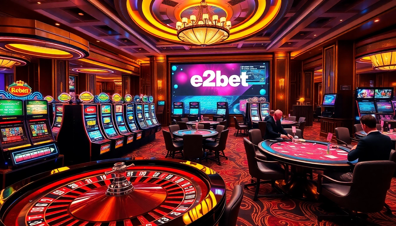 Experience thrilling gameplay at E2bet's vibrant casino with exciting slot machines and roulette.