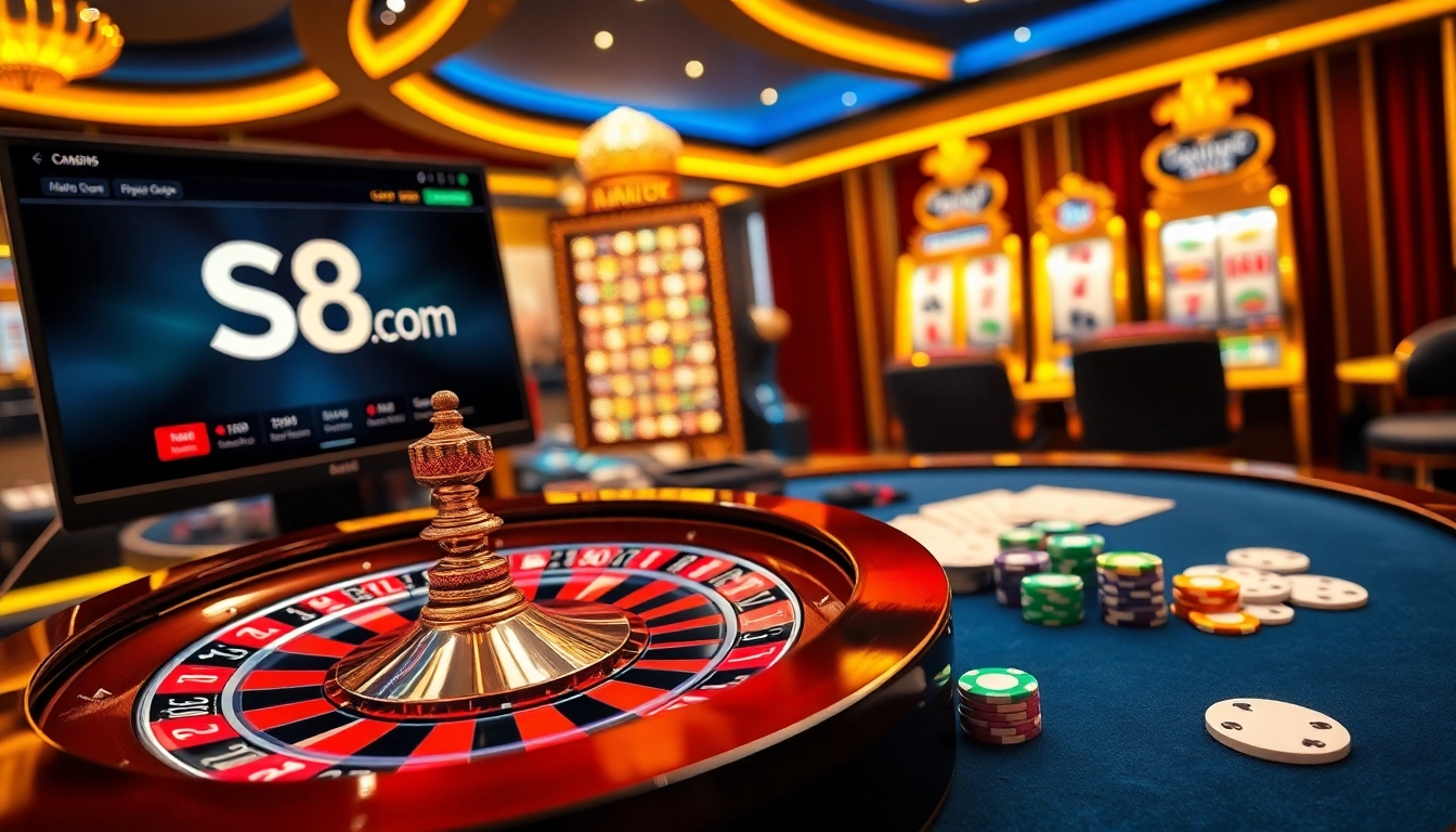 Spin the roulette wheel at S8 com and enjoy immersive gaming with vibrant poker chips.