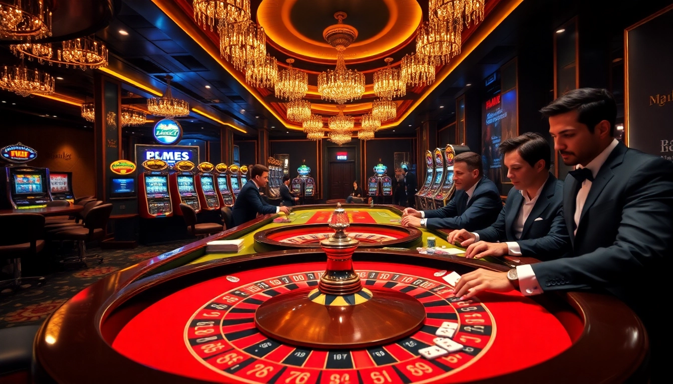 Players placing bets at the luxurious MM 88 casino, capturing the thrill of high-stakes gambling.