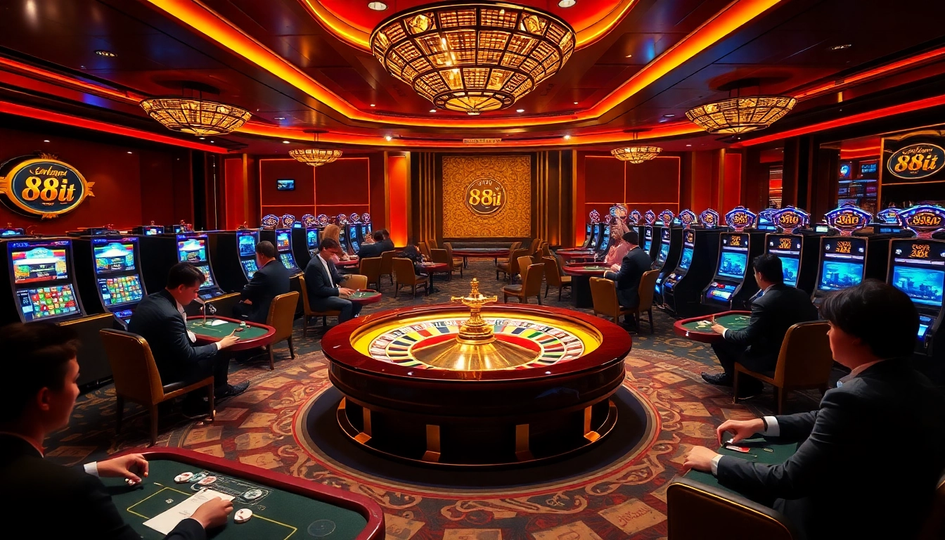 Experience the thrilling atmosphere of gaming at link 88i with luxurious casino tables and vibrant players.