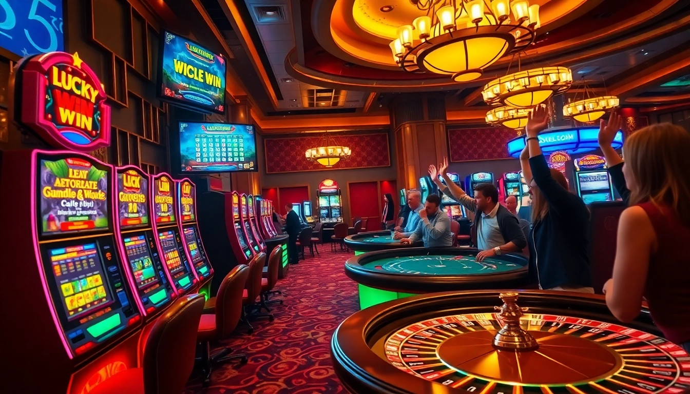 Celebrate winning moments with the luckywin lottery result in a luxurious casino setting.