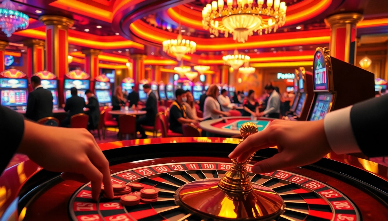 Experience the thrill of 5z777 on a luxurious casino roulette table with vibrant colors.