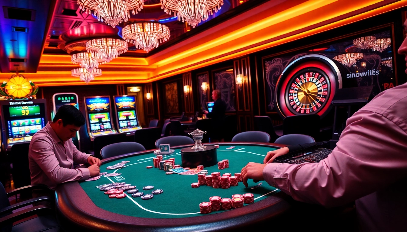 Players enjoy excitement at a poker table while engaging with 99win gaming experiences.