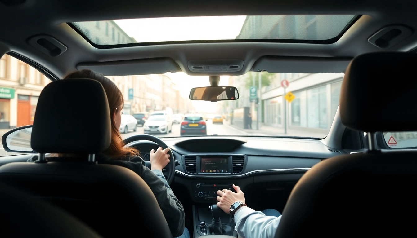 Experience top-notch automatic driving lessons Portsmouth with a skilled instructor guiding a new driver.