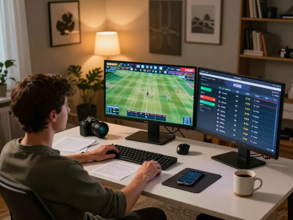KQBD streaming live matches on multiple screens during an online sports betting session